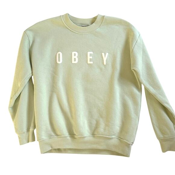 OBEY Mint Green SUPER SOFT Crewneck Pullover Sweatshirt Size Medium - Picture 1 of 8
